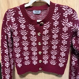 Women's Floral Burgundy Sweater